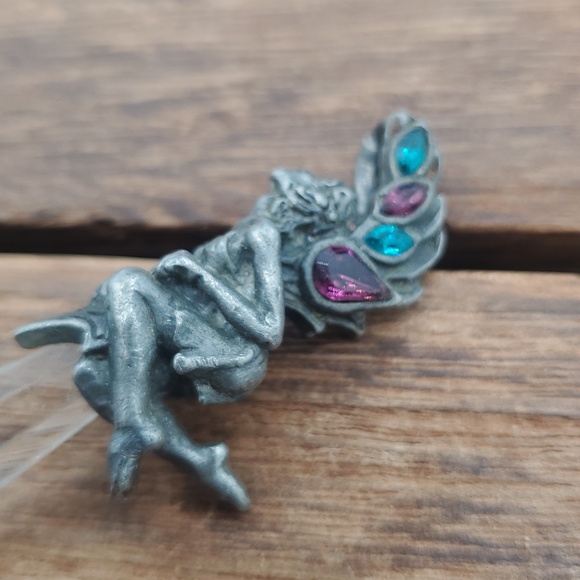 Silver Crystal Fairy Pendant with Teal and Purple Accents P410 - Picture 3 of 6